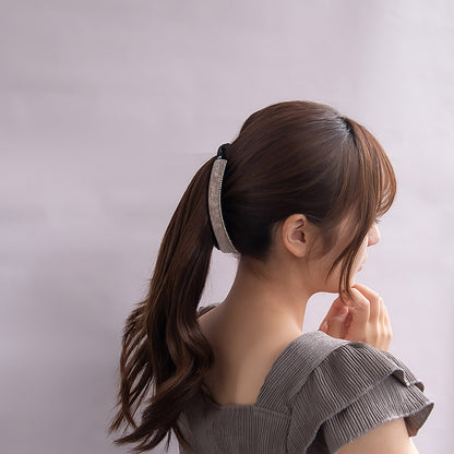 バナナクリップ マーブル カラー ミニ ストーン カーブ 2層 歯つき 130mm ビッグサイズ ヘアクリップ