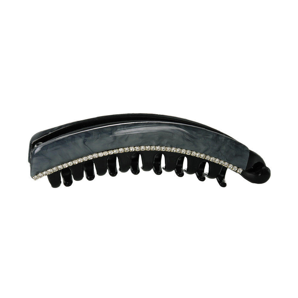 バナナクリップ マーブル カラー ミニ ストーン カーブ 2層 歯つき 130mm ビッグサイズ ヘアクリップ