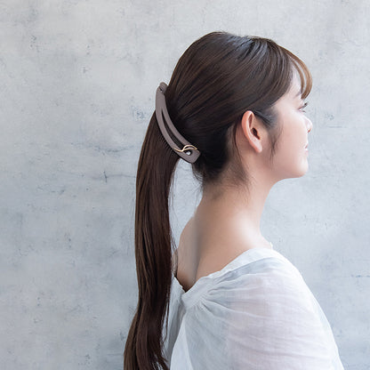 バナナクリップ ヘアクリップ メタル ウェーブ ライン カーブ くすみカラー