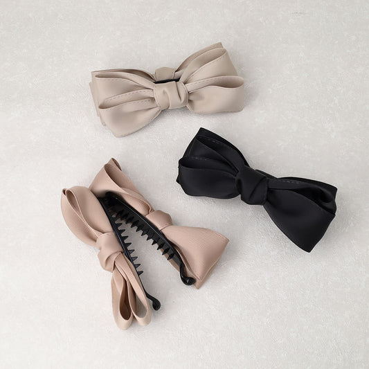 バナナクリップ ヘアクリップ リボン ベーシックカラー ビッグ バンスクリップ