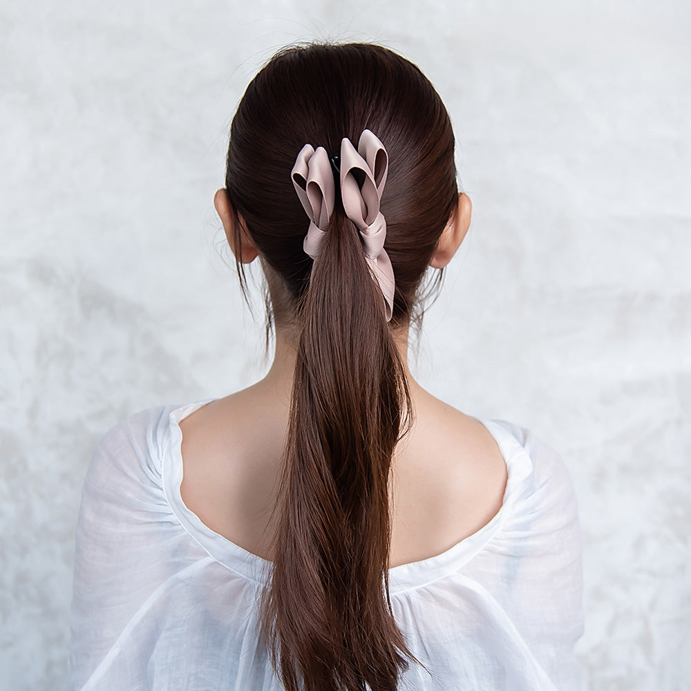 バナナクリップ ヘアクリップ リボン ベーシックカラー ビッグ バンスクリップ