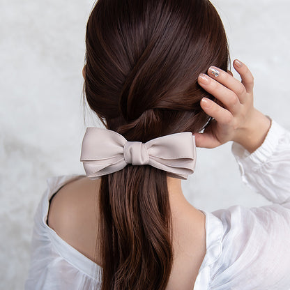 バナナクリップ ヘアクリップ リボン ベーシックカラー ビッグ バンスクリップ