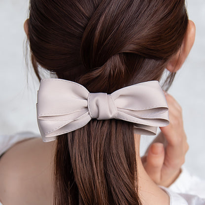 バナナクリップ ヘアクリップ リボン ベーシックカラー ビッグ バンスクリップ