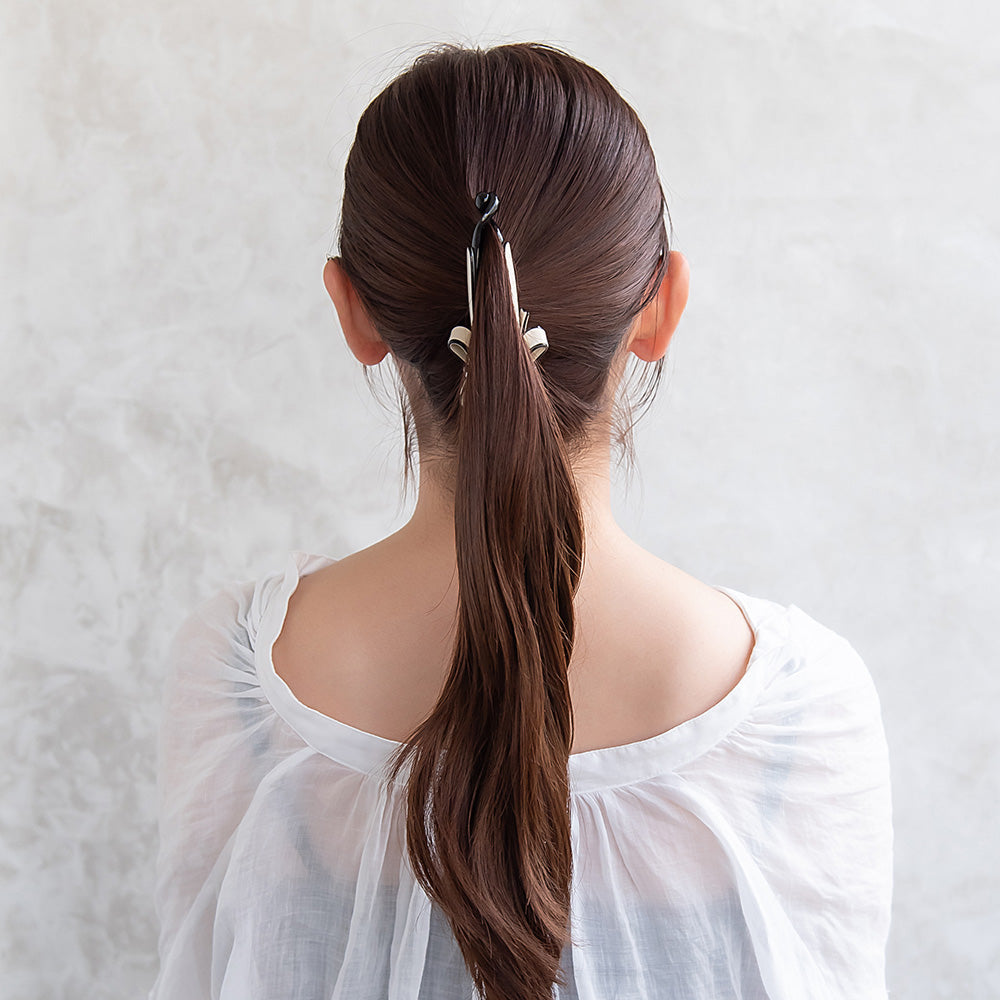 バナナクリップ ヘアクリップ 立体 リボン バイカラー