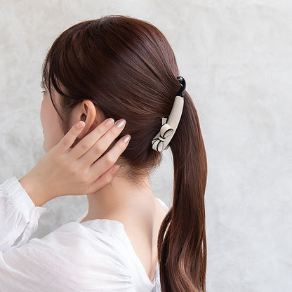 バナナクリップ ヘアクリップ 立体 リボン バイカラー