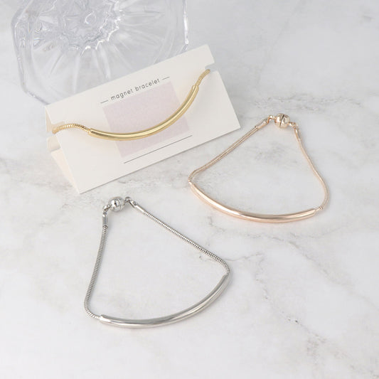 ブレスレット ニッケルフリー メタル カーブ ライン スネークチェーン マグネットブレスレット