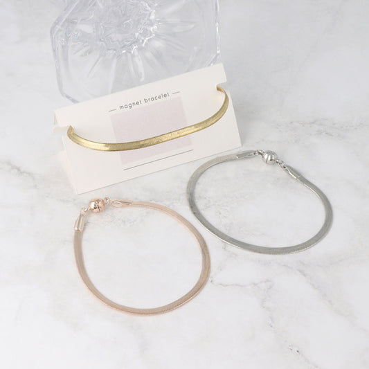 ブレスレット ニッケルフリー メタル フラット スネークチェーン マグネットブレスレット