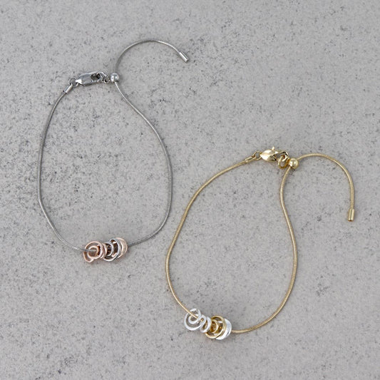 ブレスレット Combination Metal  ニッケルフリー メタル ミニ ロール サークル リング スライドボール スネークチェーン チェーンブレスレット