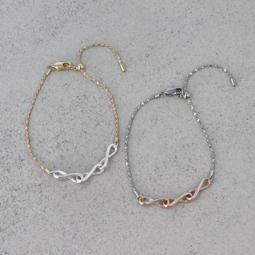 ブレスレット Combination Metal  ニッケルフリー メタル トリプル ∞ インフィニティー クロス スライドボール S字 ツイストチェーン チェーンブレスレット