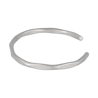 ブレスレット ニッケルフリー sable silver メタル フラット カット ライン スリム ハーフバングル
