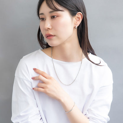 ブレスレット ニッケルフリー sable silver メタル フラット カット ライン スリム ハーフバングル