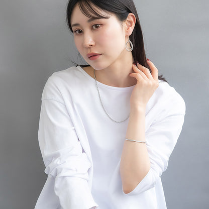 ブレスレット ニッケルフリー sable silver メタル フラット カット ライン スリム ハーフバングル