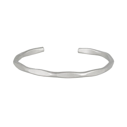 ブレスレット ニッケルフリー sable silver メタル フラット カット ライン スリム ハーフバングル