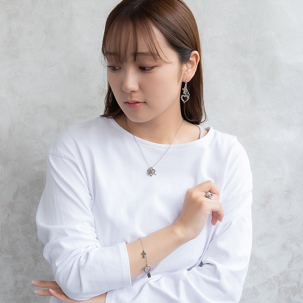 ブレスレット yura ニッケルフリー メタル ハート クロス バラ オーバル チェーンブレスレット