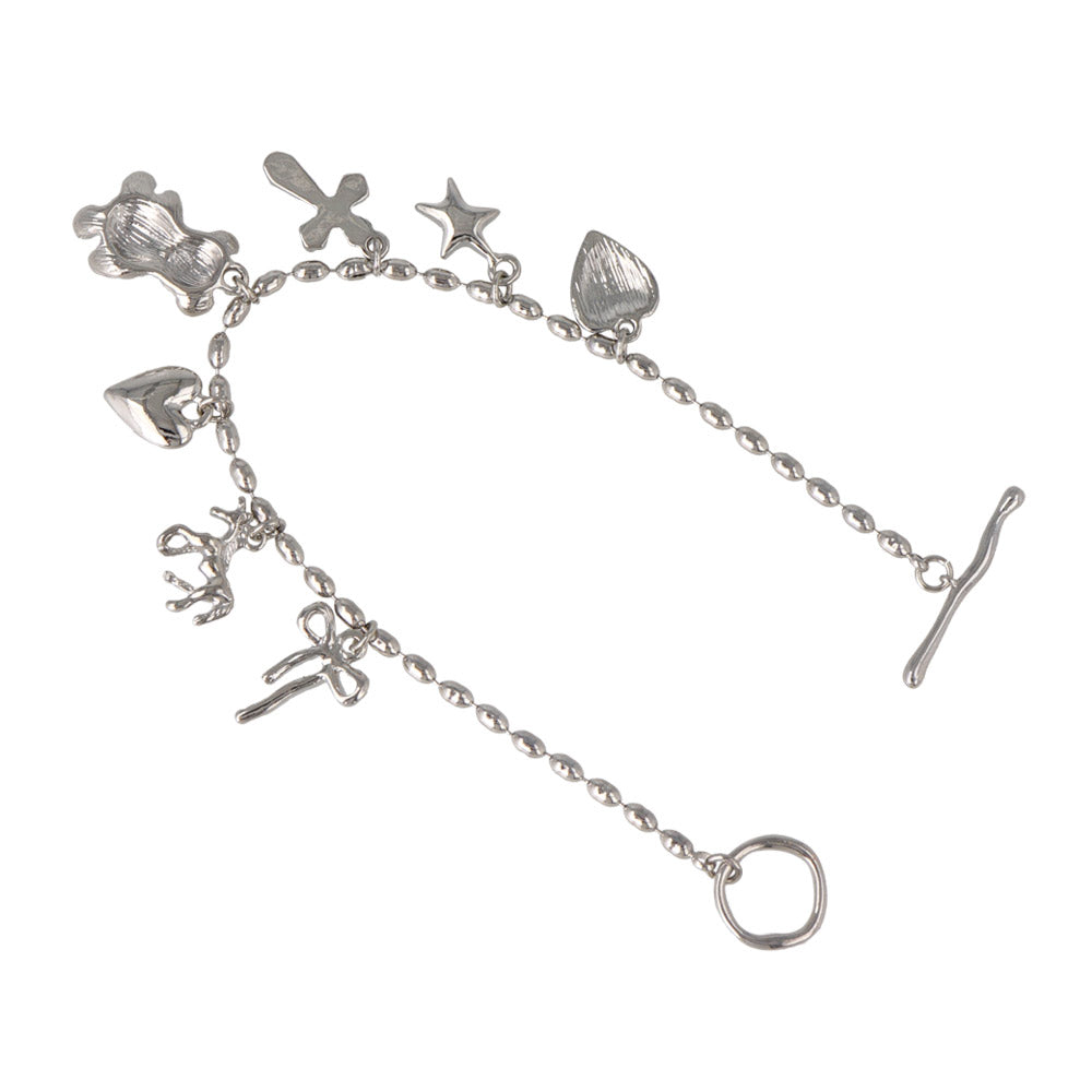 ブレスレット yura ニッケルフリー メタル リボン ユニコーン ハート クマ クロス スター マンテル オーバルボール チェーンブレスレット