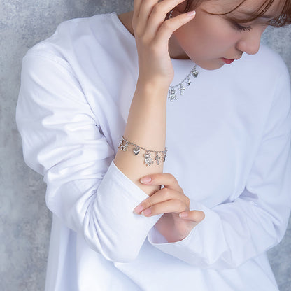 ブレスレット yura ニッケルフリー メタル リボン ユニコーン ハート クマ クロス スター マンテル オーバルボール チェーンブレスレット