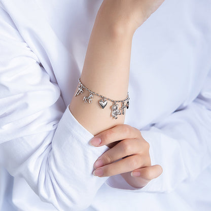 ブレスレット yura ニッケルフリー メタル リボン ユニコーン ハート クマ クロス スター マンテル オーバルボール チェーンブレスレット