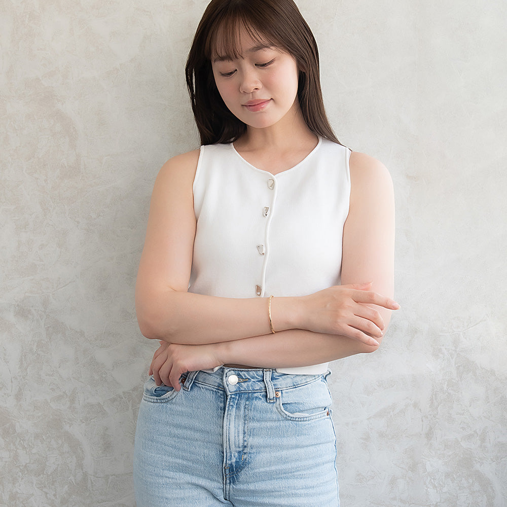 ブレスレット ニッケルフリー メタル ダイヤカット スリム ハーフバングル