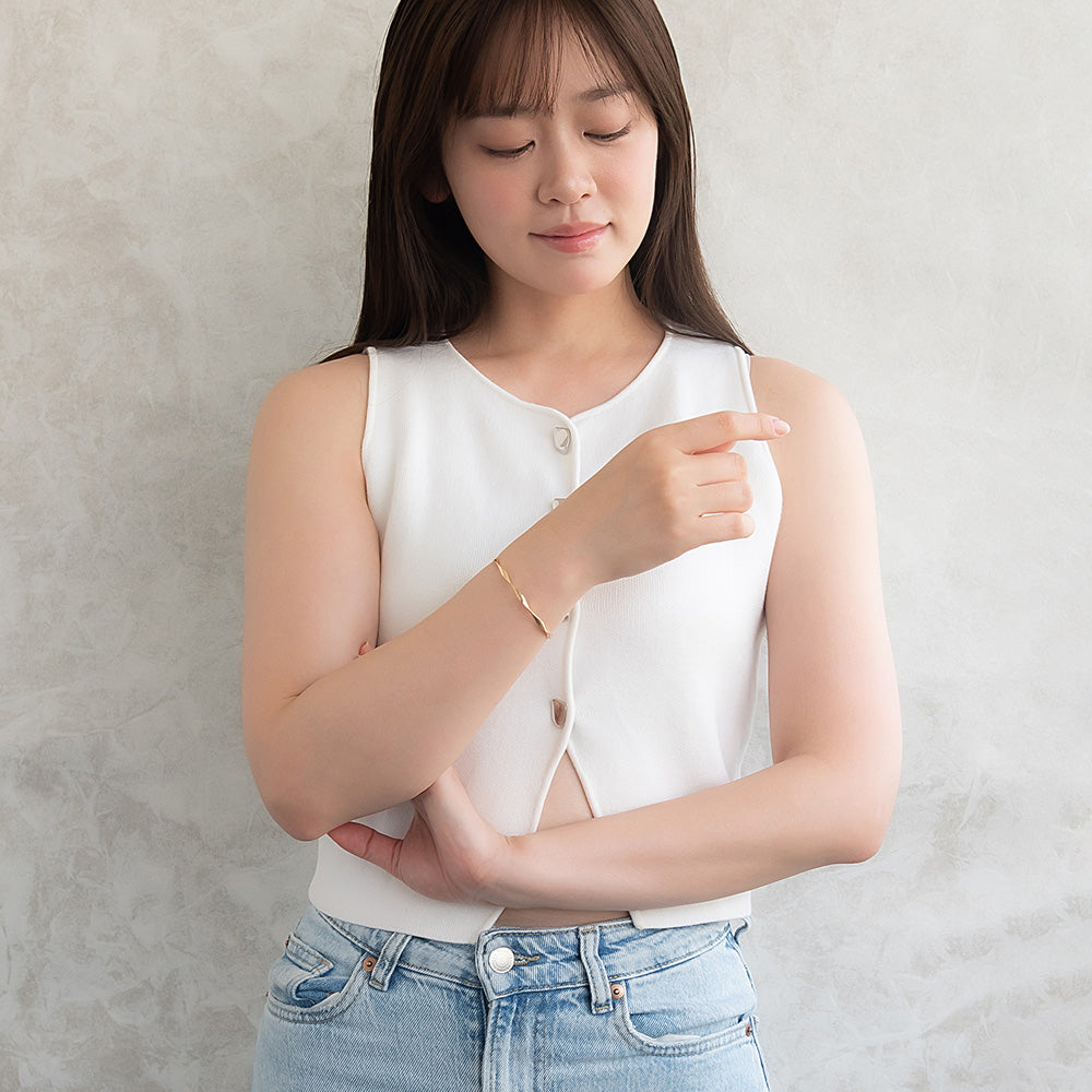 ブレスレット ニッケルフリー メタル ツイスト スリム ハーフバングル