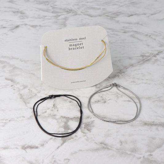ブレスレット ステンレス 2連 細 スネークチェーン マグネットブレスレット