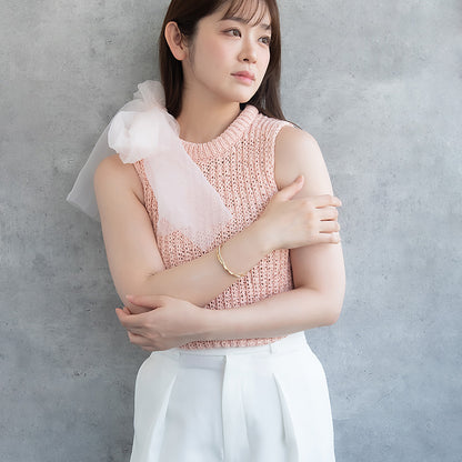 ブレスレット ステンレス ストーン ライン クロス ツイスト バングル