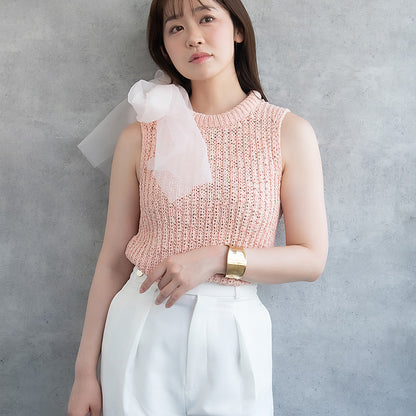 ブレスレット ステンレス ウェーブ プレート ワイド ハーフバングル