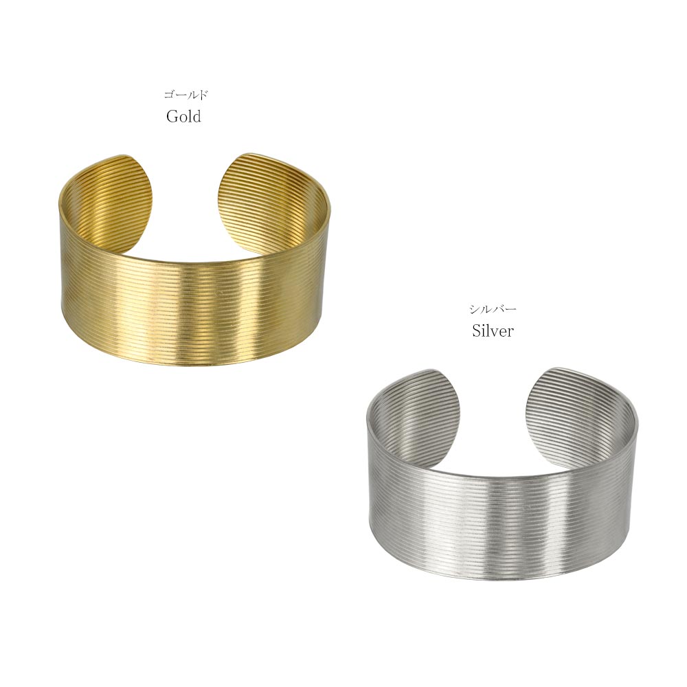 ブレスレット ステンレス ライン プレート ワイド ハーフバングル