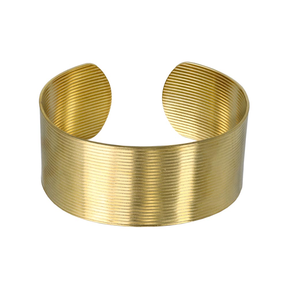 ブレスレット ステンレス ライン プレート ワイド ハーフバングル