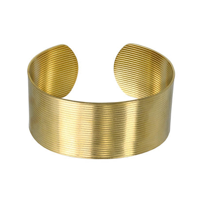ブレスレット ステンレス ライン プレート ワイド ハーフバングル