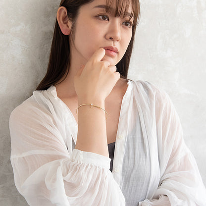 ブレスレット ニッケルフリー メタル キュービックジルコニア ダブル 下がり アーチ マグネットブレスレット