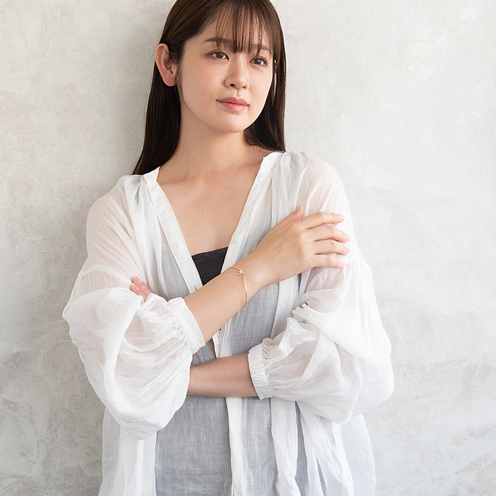 ブレスレット ニッケルフリー メタル キュービックジルコニア バタフライ 下がり アーチ マグネットブレスレット