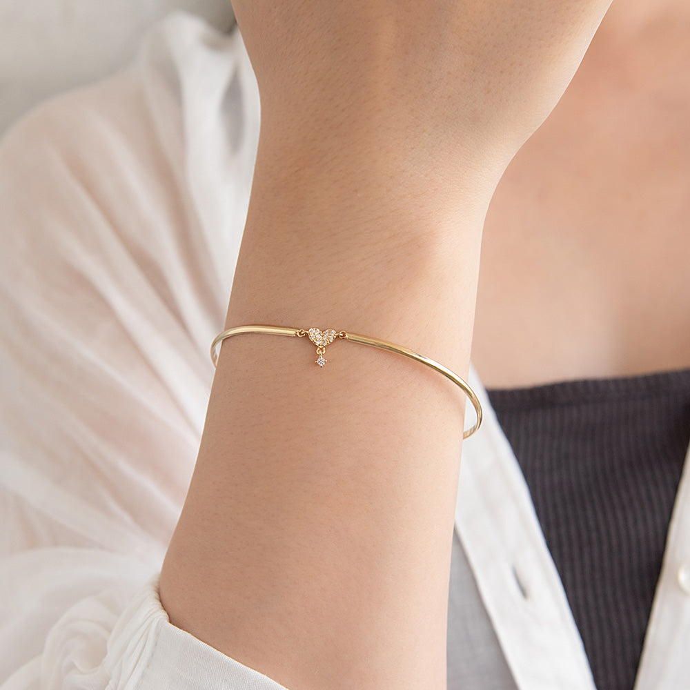 ブレスレット ニッケルフリー メタル キュービックジルコニア ハート 下がり アーチ マグネットブレスレット