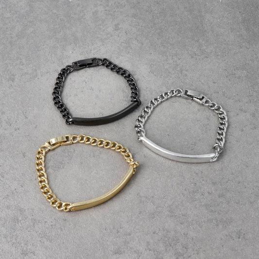 ブレスレット Awesome ニッケルフリー メタル カーブ プレート 中折れ式クラスプ チェーンブレスレット