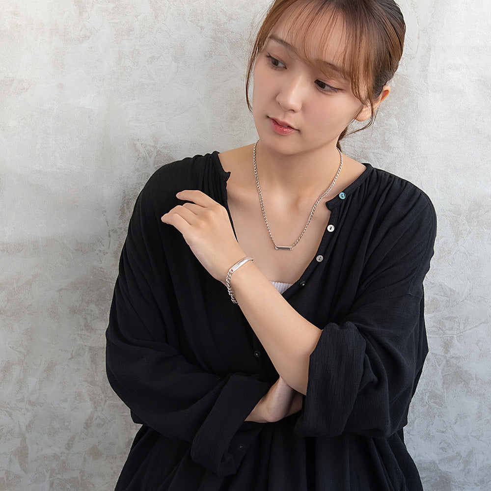 ブレスレット Awesome ニッケルフリー メタル カーブ プレート 中折れ式クラスプ チェーンブレスレット