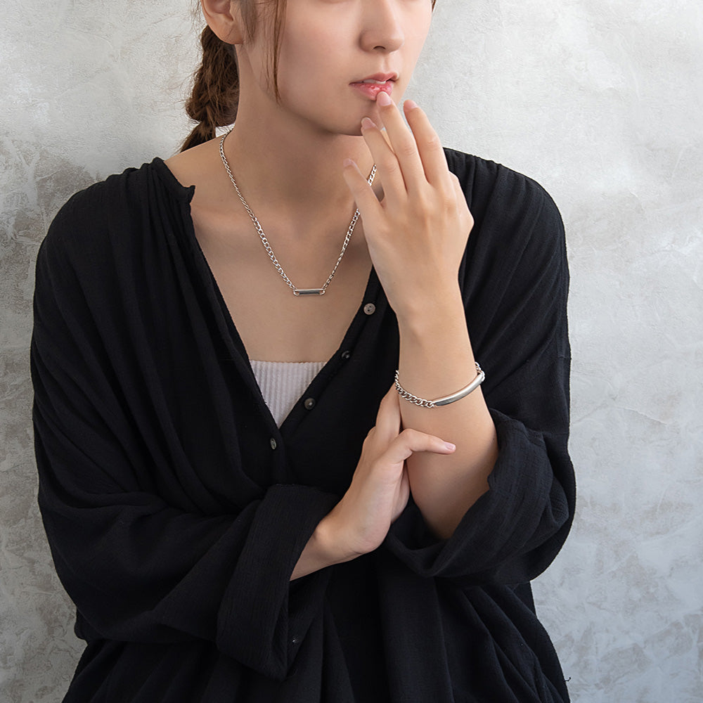 ブレスレット Awesome ニッケルフリー メタル カーブ プレート 中折れ式クラスプ チェーンブレスレット