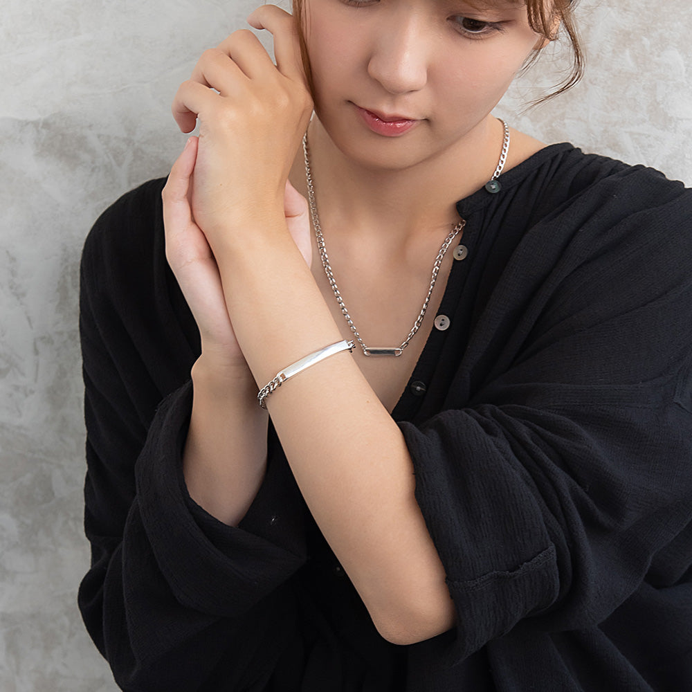 ブレスレット Awesome ニッケルフリー メタル カーブ プレート 中折れ式クラスプ チェーンブレスレット