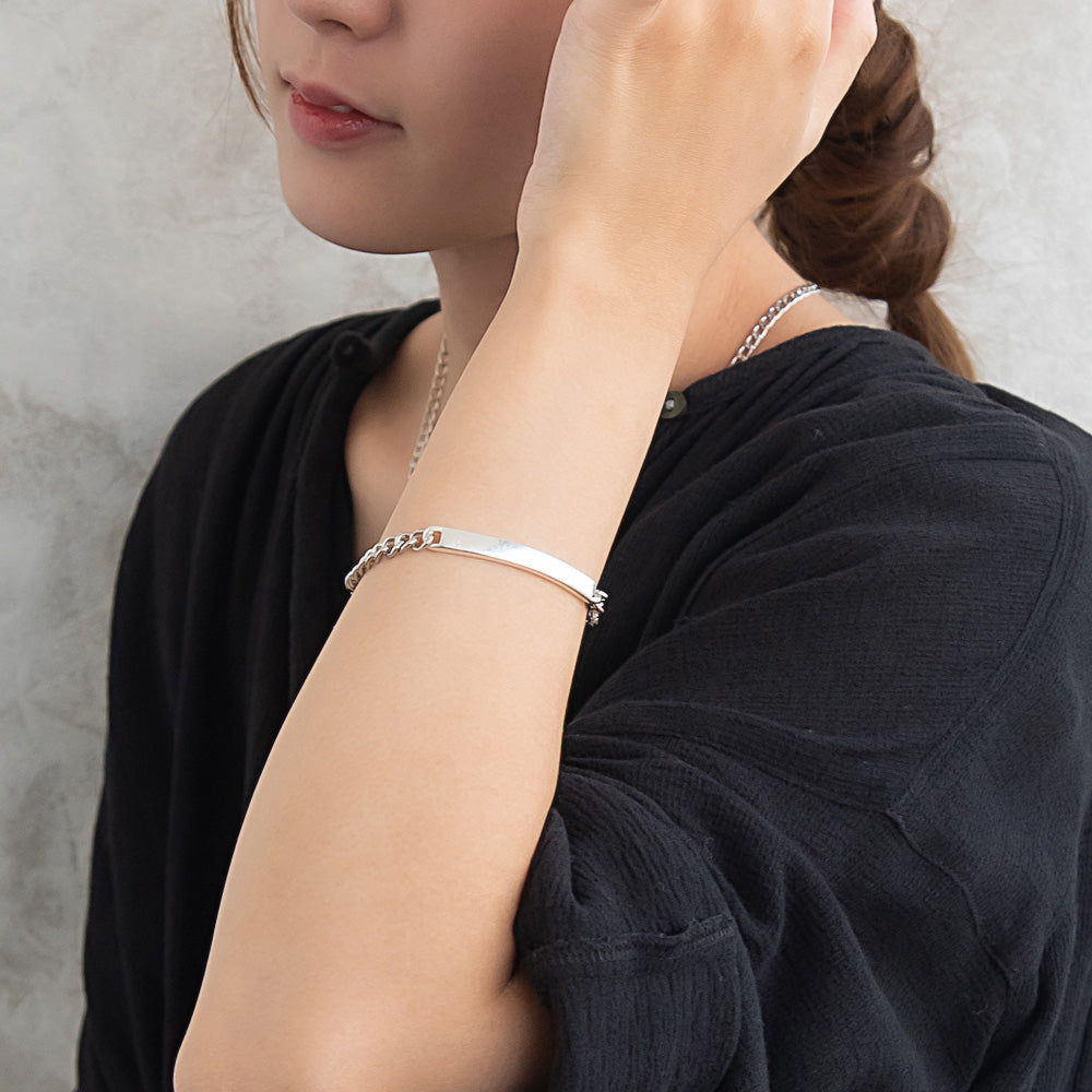 ブレスレット Awesome ニッケルフリー メタル カーブ プレート 中折れ式クラスプ チェーンブレスレット