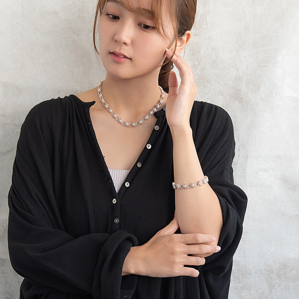 ブレスレット Awesome ニッケルフリー メタル サークル フラワー チェーンブレスレット