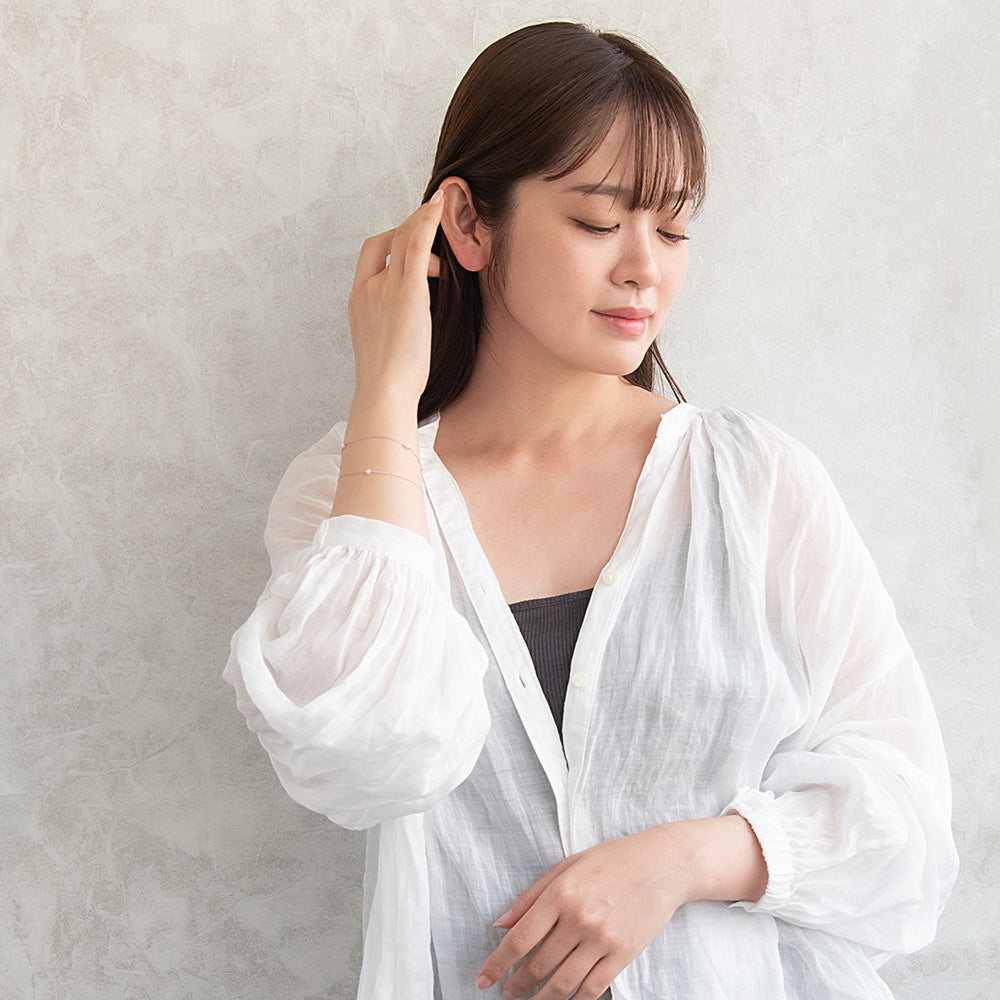 ブレスレット ニッケルフリー メタル パール ドット 2連 ミックスチェーン マグネットブレスレット