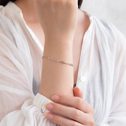 ブレスレット ニッケルフリー メタル アーモンド ストーン ドットチェーン マグネットブレスレット