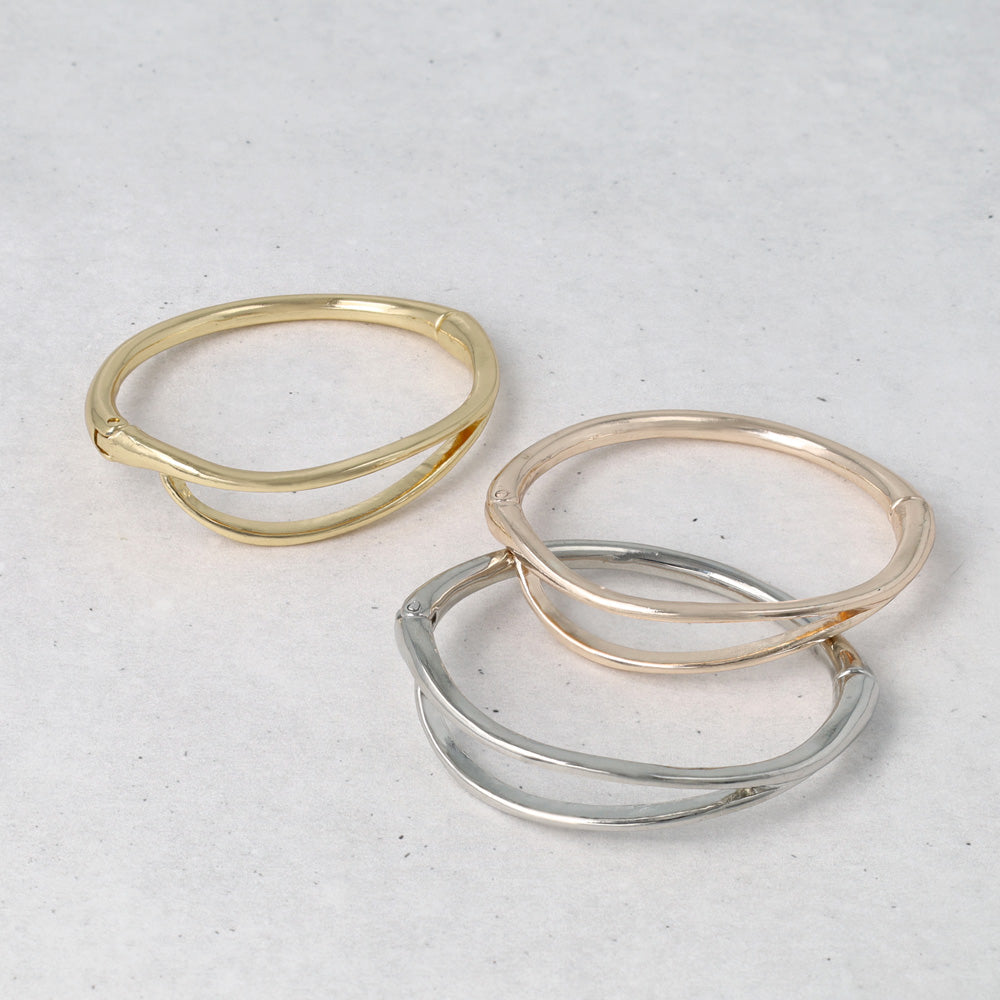 ブレスレット ニッケルフリー メタル ウェーブ マグネットバングル