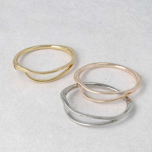 ブレスレット ニッケルフリー メタル ウェーブ マグネットバングル