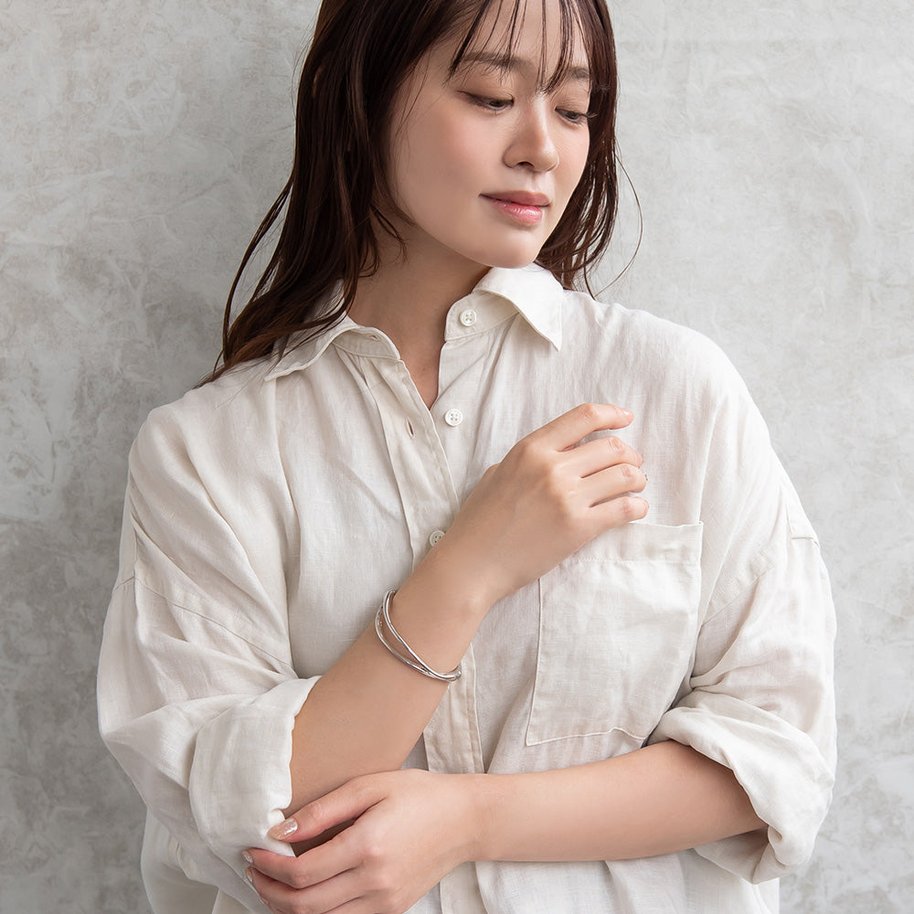 ブレスレット ニッケルフリー メタル ウェーブ マグネットバングル