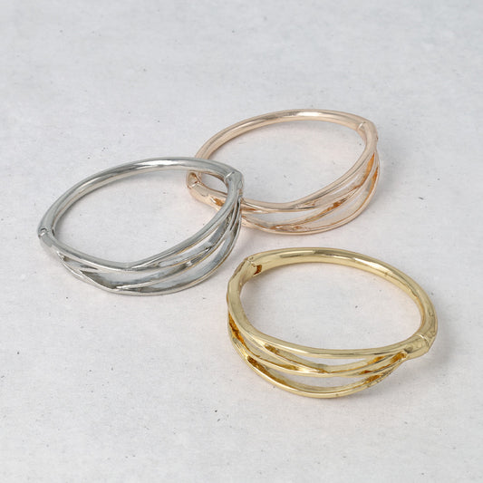 ブレスレット ニッケルフリー メタル ウェーブ マグネットバングル