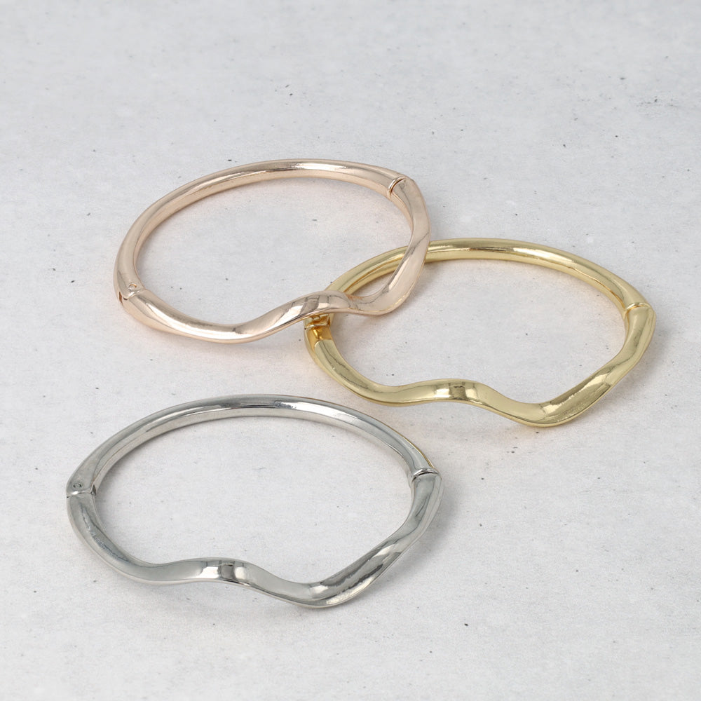 ブレスレット ニッケルフリー メタル ウェーブ マグネットバングル