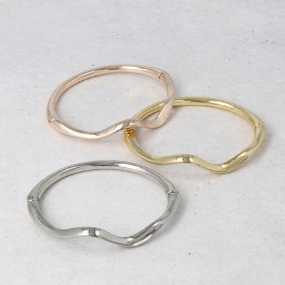 ブレスレット ニッケルフリー メタル ウェーブ マグネットバングル