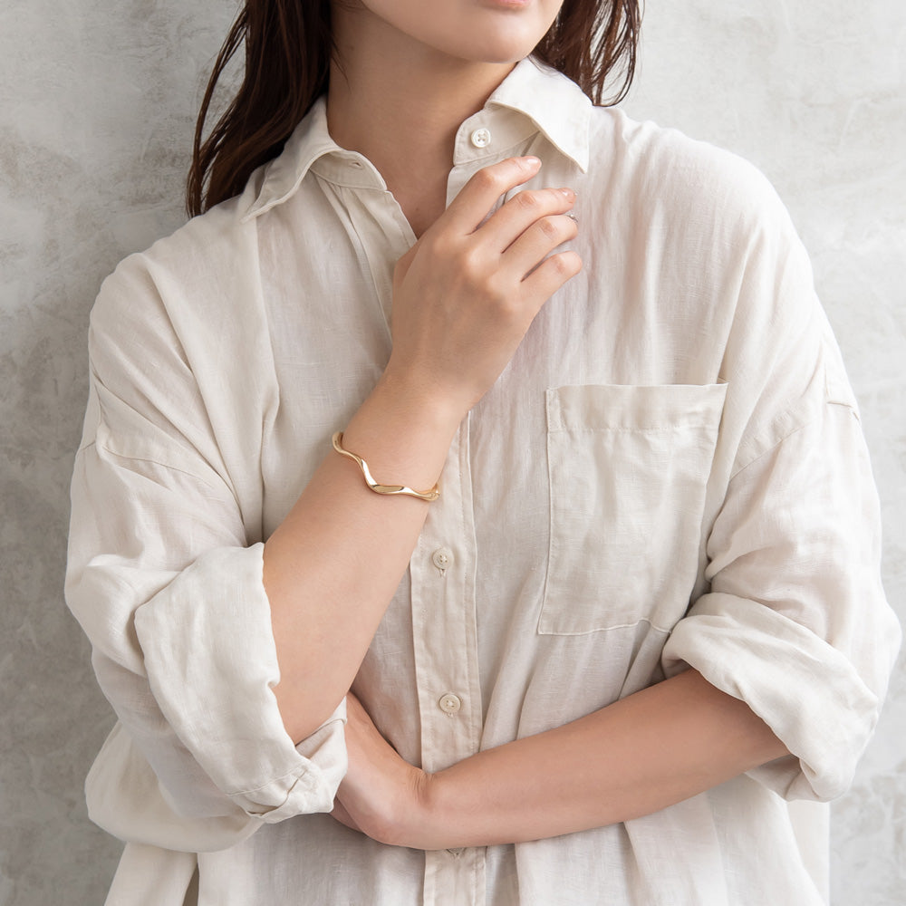 ブレスレット ニッケルフリー メタル ウェーブ マグネットバングル