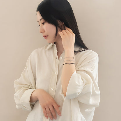 ブレスレット ANTI SHOCK 静電気軽減 ニッケルフリー メタル ループ ウェーブライン サークル ストーン ラメ糸 3本セット ゴムブレスレット