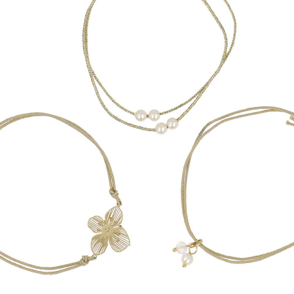 ブレスレット ANTI SHOCK 静電気軽減 ニッケルフリー メタル フラワー