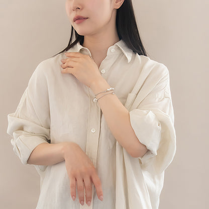 ブレスレット ANTI SHOCK 静電気軽減 ニッケルフリー メタル バブル パール ストーン ラメ糸 2本セット ゴムブレスレット